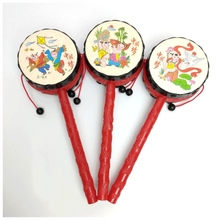 新生婴儿玩具传统经典吉祥拨浪鼓手摇铃婴幼儿宝宝玩具3-6-8个月 【吉祥拨浪鼓】10只装