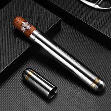 CIGARLOONG茄龙雪茄管密封锁湿不锈钢简约便携式雪茄保湿管单支装CLI-21A1 黑色