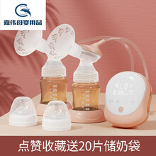 电动吸奶器集奶全自动双边母乳无痛按摩挤奶神器集乳套装 双边吸奶器【花笺橘】+20片储奶袋
