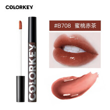 珂拉琪colorkey空气唇釉口红丝绒雾面哑光持久保湿镜面毕雯珺联名套装小黑镜女学生款空气李佳琪平价 colorkey镜光唇釉 B708蜜桃赤茶