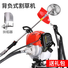 五羊伐王割草机背负式小型汽油机农用打草松土机四冲程多功能收割除草开荒神器 红款背负割草机+扶稻器+礼包
