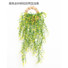 仿真绿植金钟柳壁挂吊兰家居饭店商场客厅装饰花藤套装挂饰藤条 黄色短款金钟柳一支