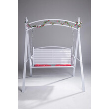 荡秋千 户外 儿童秋千吊椅户外 铁艺秋千室内庭院摇椅家用秋千阳台儿童成人吊床吊椅荡秋千 升级款白色+花藤+工具+彩灯+ 坐垫