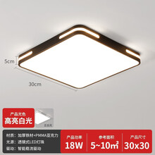 欧潽丽家 卧室房间灯超薄客厅吸顶灯简约现代大气家用阳台LED方形过道走廊灯具 30X30CM18W高亮白光（适用6-10平） 黑色边框 5CM厚度