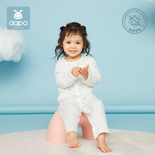 aqpa男女宝宝长袖空调服夏季婴儿连体衣薄款儿童哈衣纯色爬服 白色 66cm