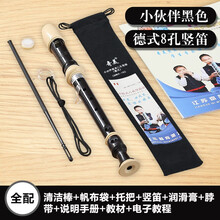 奇美QIMEI 竖笛德式高音6孔8孔小学生用初学者六孔八孔儿童入门笛子乐器 【小伙伴】8孔 黑色 全配二+教材