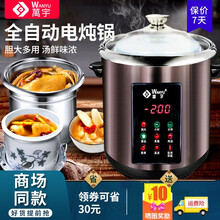 万宇（萬宇）电炖锅全自动电汤锅不锈钢304内胆智能煲汤锅白陶瓷炖盅小升数家用 触摸板120A2配12L钢胆+4.5L陶瓷