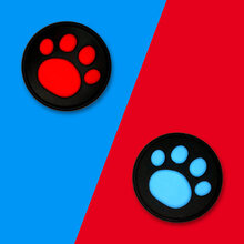 switch摇杆帽 适用任天堂switch手柄摇杆帽NS猫爪帽配件lite猫爪按键帽 硅胶套遥感保护 黑底红+黑底蓝