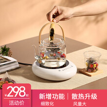 诺洁仕（LOCUS）电陶炉煮茶家用迷你功夫养生蒸煮茶器小电热泡茶机光波电磁炉配玻璃陶瓷壶 智能升级版白色茶炉+1000ml提梁壶L款
