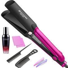 电卷发棒女直发器小夹板卷直两用内扣刘海不伤发学生烫发神器懒人 【升级版】枣红色加精油