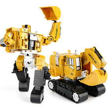 合金仿真车变形机器人玩具金刚大力神工程车消防车警车汽车模型男孩学生启蒙玩具儿童合金小汽车六一儿童节礼 【KY3055】铁臂王挖掘机