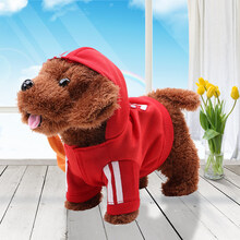 儿童电动毛绒玩具狗狗会唱歌会叫电子仿真泰迪牵绳走路小狗男女孩生日礼物抖音网红同款 红帽狗 USB直冲+学说话+动嘴+调音量+走路扭PP+99