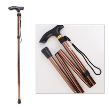 礼达康 老年人折叠拐杖 多功能拐扙伸缩轻便拐棍收缩便携手杖捌杖防滑稳 棕色