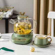 一壶百饮养生壶多功能煮茶器家用办公室花茶壶玻璃煮茶壶迷你电水壶 森谜绿1.1玻璃壶D+咖啡杯A+碟+勺A+底座A