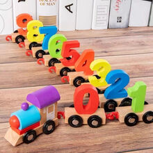 婴儿绕珠串珠玩具6-12个月男孩女宝宝1-2-3周岁儿童早教积木 木质11节0-9数字小火车