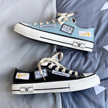 者顿鞋子男春夏季男鞋百搭帆布鞋男士休闲鞋靴韩版潮流厚底增高网红老爹潮鞋透气户外运动板鞋男生学生布鞋男 MD-H10黑色 41