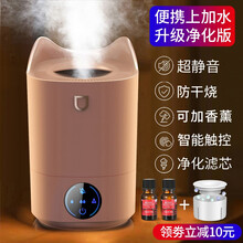 福晴加湿器卧室 4L大容量上加水双喷雾净化空气加湿机香薰静音家用大雾量办公室桌面宿舍孕婴儿可用小型  粉色净化版+香熏精油2瓶