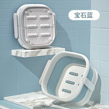 侨源 折叠洗脚桶洗脚盆按摩泡脚桶加厚足浴盆便携式家用洗脚神器折叠桶 宝石蓝(加厚大号)带按摩 (有盖)+搓脚器+30包足浴包