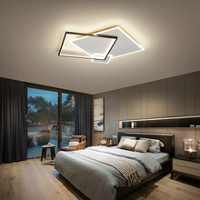 艺歌 卧室灯led超薄客厅吸顶灯现代简约餐厅主卧灯具 【D款】40*40*10cm白+黑-无极调36W
