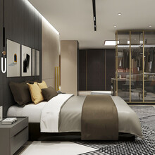 飞美家具全屋定制极简轻奢风格卧室定制整体衣柜定制 滑动门 平开门 推拉门衣柜 衣帽间全屋均可定制 卧室家具定制爱格板1平米（展开面积）