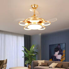 樊胜 吊扇灯北欧风扇吊灯现代简约轻奢客厅电风扇大气家用带灯吊扇LED餐厅隐形吊扇灯FS635J 6头 36寸变频送三色LED光源