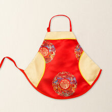 小孩子穿的宝宝婴儿肚兜小男孩抓周礼服中国风儿童护肚可爱兜兜夏季薄款 五福临门(红)-DD01 80cm