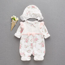 宝宝百天衣服女孩公主裙新生婴儿春装满月公主服可爱超萌连体衣春秋套装 白色 薄单层，适合初秋 59cm