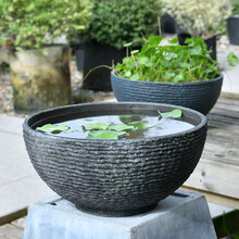 芷郁 水培花盆塑料仿石创意多肉睡莲荷花碗莲一叶莲铜钱草绿萝庭院特大号