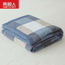南极人家纺 新款学生宿舍单人夏被舒适柔软夏凉被空调被简约可夏凉被单双人春夏被子 大方格-蓝 150x200cm【单人被-可水洗可机洗】