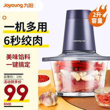 九阳（Joyoung）绞肉机家用多功能搅拌机玻璃内胆大容量蒜泥碎肉绞馅料理机2L打肉绞菜电动辅食机 蓝色-标准版