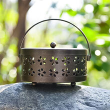 创意蚊香盘蚊香架蚊香盒防火家用带盖室内户外安全蚊香炉日式盘托 古铜色-送同色齿盘+清灰刷 加大加厚梅花款