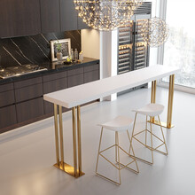 轻奢实木吧台桌家用商用奶茶店靠墙长条桌高脚桌酒吧桌椅组合隔断 豹点 尺寸颜色支持定制