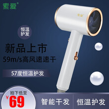 索爱（suoai）电吹风机家用 大功率负离子护发小型学生宿舍速干低燥音冷热风恒温静音男女吹风筒发廊款 1318网红款白色蓝光负离子护发