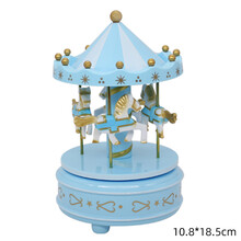 旋转木马音乐盒蛋糕装饰少女心音乐盒八音盒儿童生日烘焙装饰摆件 金色 蓝色旋转木马8套
