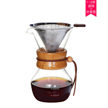 手冲咖啡滤杯滤网超细加密家用不锈钢过滤网滴漏式免滤纸 【1-2人份】套装(不锈网滤网+分享壶)