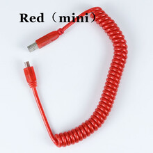 LINDY线USB2.0A公对Mini-B micro type-c螺旋数据线机械键盘客化 红色Mini口 2m