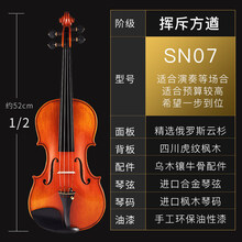 Saphony小提琴儿童成人初学者学生练习演奏实木全手工级提琴 SN07挥斥方遒 1/2 身高130cm以上