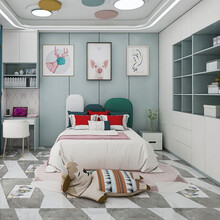 飞美家具全屋定制极简轻奢风青少年房 榻榻米上下床书桌书柜多功能定制衣柜爱格/露水河/西班牙板均可定制 青少年房空间定制爱格板1平米（展开面积）