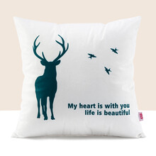 FOOJO 北欧风沙发抱枕办公室靠枕床头学生腰枕汽车抱枕车载靠垫椅子靠背垫45*45cm小鹿(含芯)