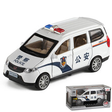 嘉业1:32仿真大众朗逸公安警车四开门声光回力合金车模型儿童玩具 嘉业警车 白色