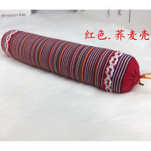 荞麦颈椎枕头睡觉专用脊椎曲度变直器富贵包圆柱强直修复枕头-花睡神 红色全荞麦填充