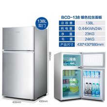 新款小冰箱小型家用双门出租房宿舍用迷你冷藏冷冻单双开门电冰箱第 双门138L银色(5天左右发货介意)