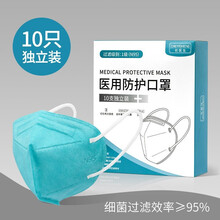 Dr.Chu 初医生 N95医用防护口罩无菌级折叠式一次性独立包装高防护N95医用口罩 【绿色】N95防护口罩-独立装10只