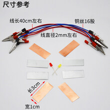 水果发电实验材料水果电池实验装置可乐发电源电池铜片锌片电极组装小学科学自制作led灯材料包学生物理发 水果电池【粗导线】