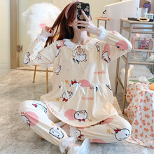 十月结晶同款 莫代尔月子服春夏薄款产后哺乳喂奶家居服怀孕期孕妇睡衣产妇套装 DD2016#小鸡仔 M(推荐80-100斤)