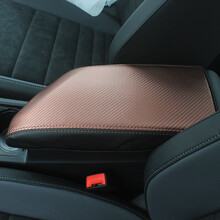 大众19款速腾扶手箱套21新速腾20内饰改装专用中央手扶箱保护皮套 19-21速腾棕碳纤维