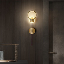 贝铭诗创意全铜后现代北欧灯设计师客厅卧室背景墙床头大厅装饰灯具 全铜壁灯1+1-12W 三色调光