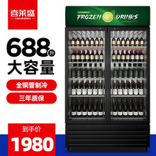 喜莱盛 展示柜冷藏移动门饮料柜滑门商用冰箱三门双门立式保鲜柜便利店超市冰柜啤酒柜冷饮柜 双门-清新绿688L 直冷