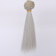 新品BJD陶瓷娃娃假发SD刘海高温丝可儿ob棉花娃多色加厚发排假毛材料 1001A银灰 横长1米竖长5厘米刘海