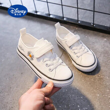 迪士尼Disney品牌同款【轻奢高端】春天儿童网鞋男女童帆布鞋透气宝宝2021年春夏季板鞋小白鞋大小 白色雏菊款布鞋 24码/内长16.5cm